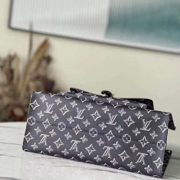 Louis Vuitton LV Unisex Onthego MM Tote Black Monogram Coated Canvas (4)