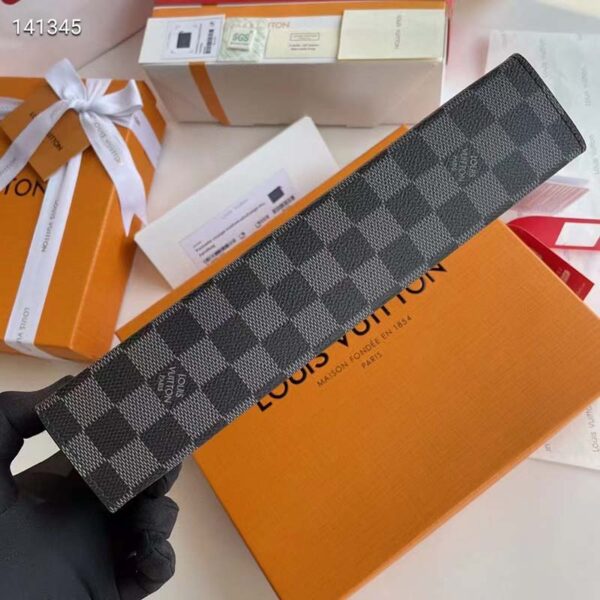 Louis Vuitton LV Unisex Pochette Voyage MM Bag Damier Graphite Stamps Coated Canvas (1)