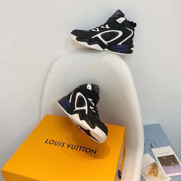 Louis Vuitton LV Unisex Trainer 2 Sneaker Black Suede Calf Leather Rubber Outsole (2)