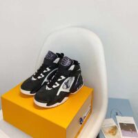 Louis Vuitton LV Unisex Trainer 2 Sneaker Black Suede Calf Leather Rubber Outsole (9)