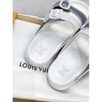 Louis Vuitton LV Unisex Trainer Mule Silver Mix Materials Anatomic Insole Initials (9)