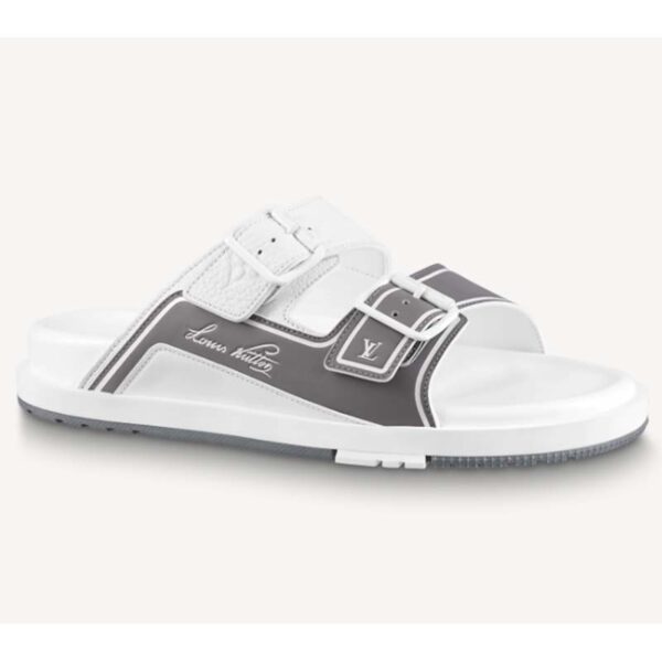 Louis Vuitton LV Unisex Trainer Mule Silver Mix Materials Anatomic Insole Initials (9)