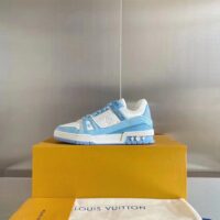 Louis Vuitton LV Unisex Trainer Sneaker Blue Mix Materials Initials Monogram Flowers (5)