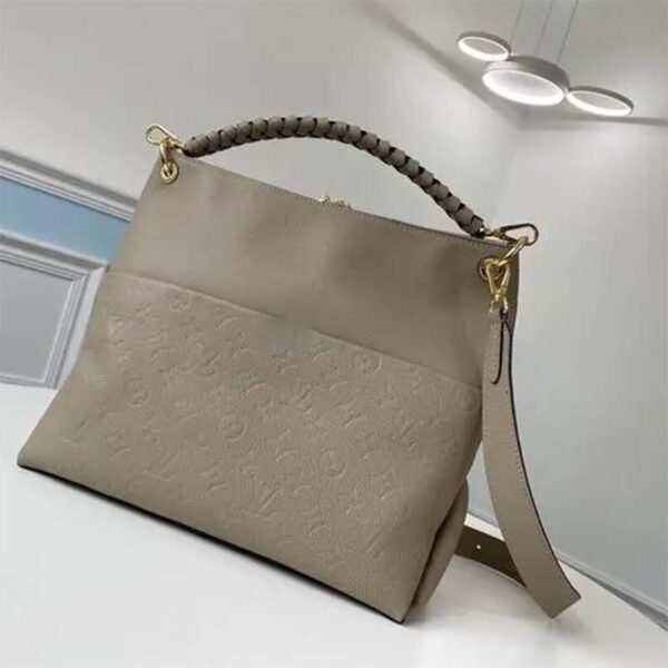 Louis Vuitton LV Women Maida Hobo Handbag Tourterelle Gray Embossed Grained Cowhide (4)