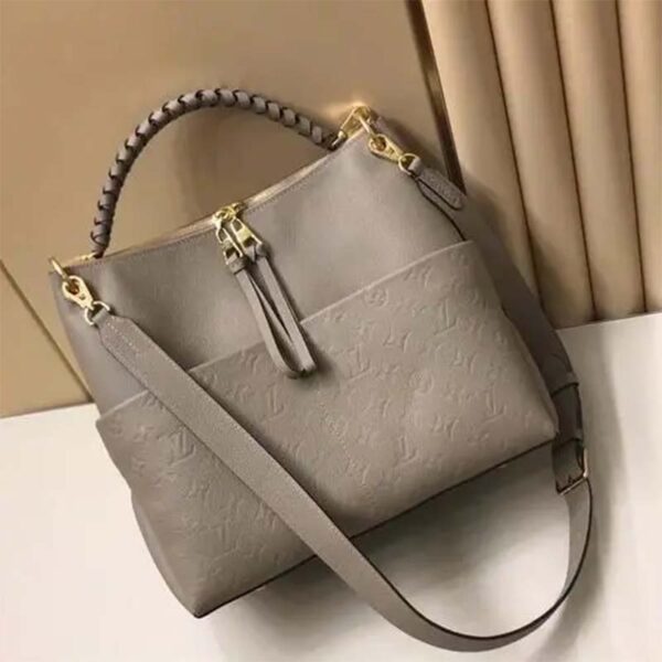 Louis Vuitton LV Women Maida Hobo Handbag Tourterelle Gray Embossed Grained Cowhide (6)