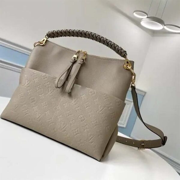 Louis Vuitton LV Women Maida Hobo Handbag Tourterelle Gray Embossed Grained Cowhide (7)