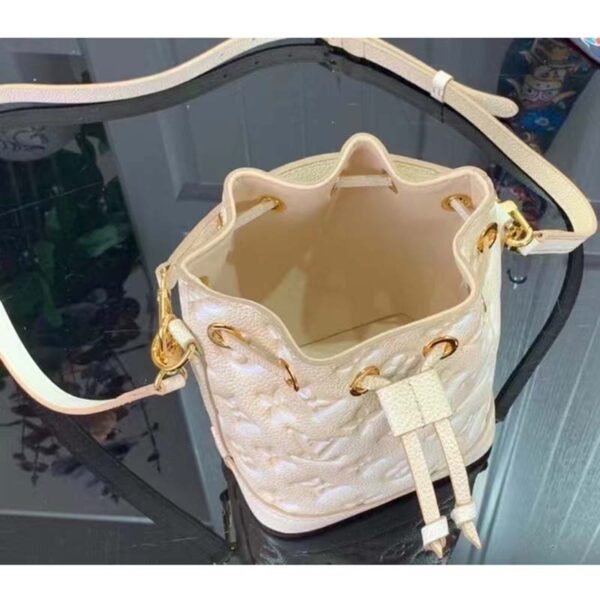 Louis Vuitton LV Women Nano Noé Bucket Bag Beige Monogram Embossed Supple Grained Cowhide (10)