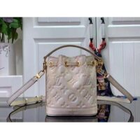 Louis Vuitton LV Women Nano Noé Bucket Bag Beige Monogram Embossed Supple Grained Cowhide (5)