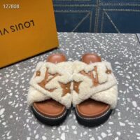 Louis Vuitton LV Women Paseo Flat Comfort Mule Natural Shearling Anatomic Insole、 (2)