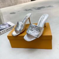 Louis Vuitton LV Women Revival Mule Silver Monogram Embossed Metallic Lambskin (4)