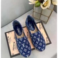 Louis Vuitton LV Women Starboard Flat Espadrille Navy Blue Monogram Denim Rope Rubber (4)