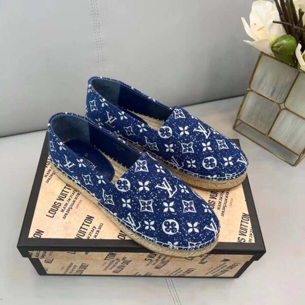 Louis Vuitton LV Women Starboard Flat Espadrille Navy Blue Monogram Denim Rope Rubber (6)