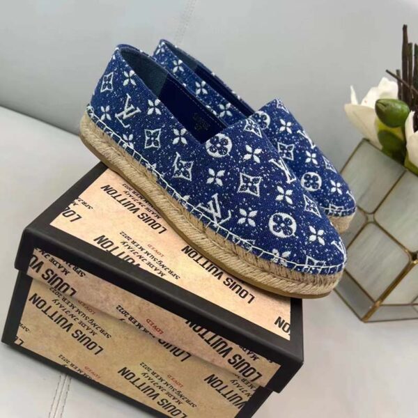 Louis Vuitton LV Women Starboard Flat Espadrille Navy Blue Monogram Denim Rope Rubber (7)