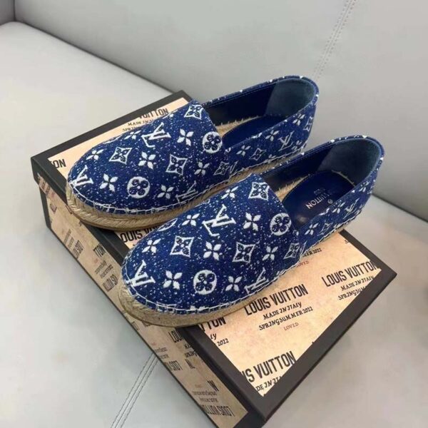 Louis Vuitton LV Women Starboard Flat Espadrille Navy Blue Monogram Denim Rope Rubber (9)