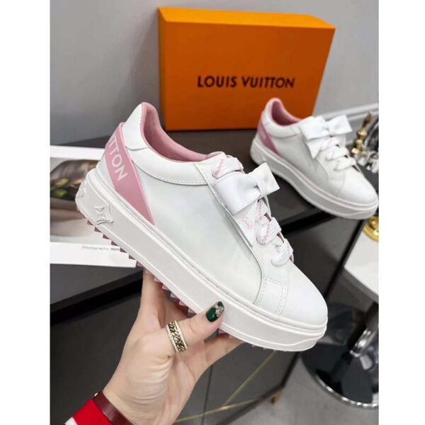 Louis Vuitton Unisex LV Shoes Time Out Sneaker Rose Clair Pink Calf Leather Rubber Outsole (10)