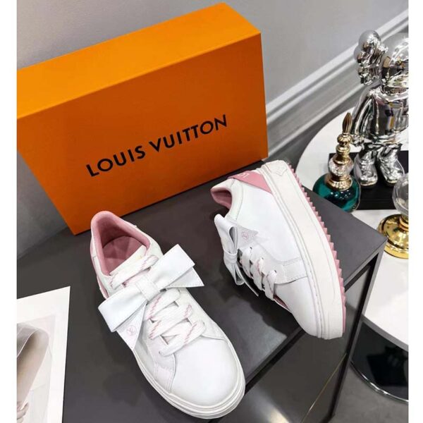Louis Vuitton Unisex LV Shoes Time Out Sneaker Rose Clair Pink Calf Leather Rubber Outsole (3)