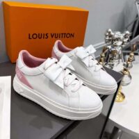 Louis Vuitton Unisex LV Shoes Time Out Sneaker Rose Clair Pink Calf Leather Rubber Outsole (8)