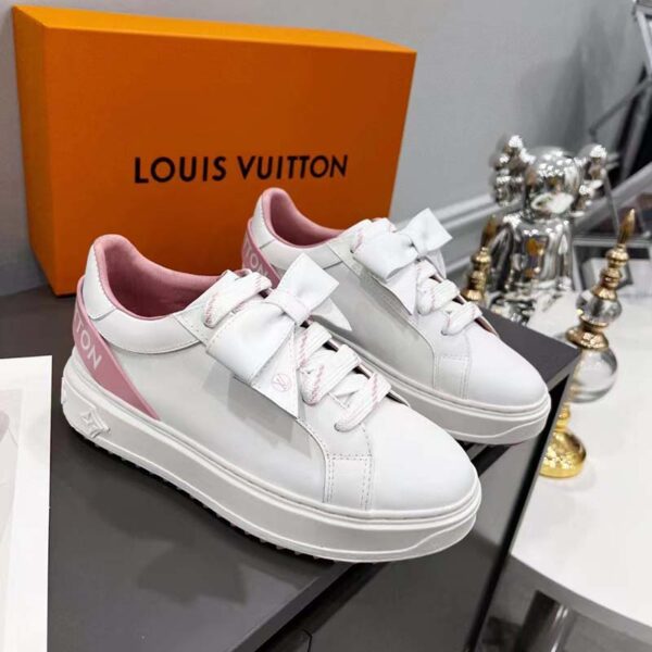 Louis Vuitton Unisex LV Shoes Time Out Sneaker Rose Clair Pink Calf Leather Rubber Outsole (5)