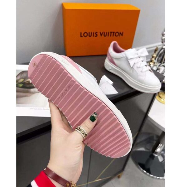 Louis Vuitton Unisex LV Shoes Time Out Sneaker Rose Clair Pink Calf Leather Rubber Outsole (7)
