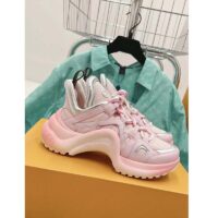 Louis Vuitton Women LV Archlight Sneaker Rose Clair Pink Mix Materials Ribbon Laces (6)