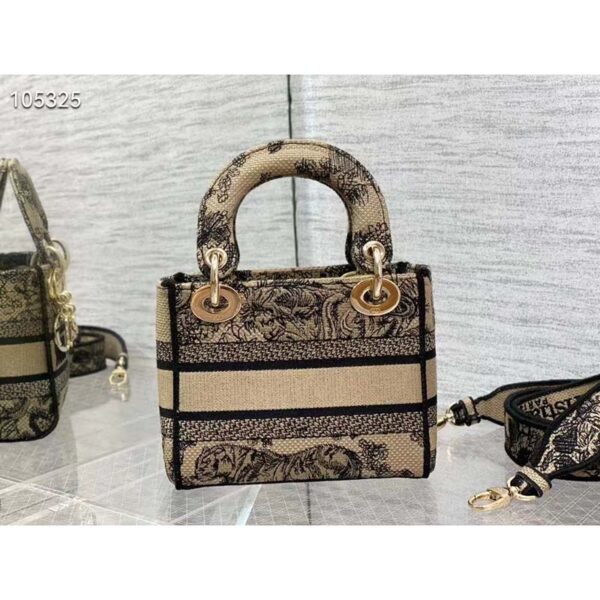 Dior Women Mini Lady D-Lite Bag Brown Toile De Jouy Embroidery (2)