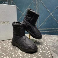 Dior Women Shoes CD Dior Frost Ankle Boot Black Cannage Quilted Nylon Shearling (6)