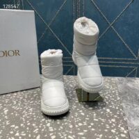 Dior Women Shoes CD Dior Frost Ankle Boot White Quilted Nylon Shearling (1)