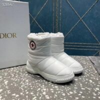 Dior Women Shoes CD Dior Frost Ankle Boot White Quilted Nylon Shearling (1)