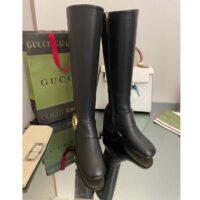 Gucci Blondie Women’s Blondie Boot Black Leather Round Interlocking G Low 5 Cm Heel (9)