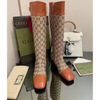 Gucci Blondie Women’s Boot Crystals Beige Ebony GG Canvas Low 5 Cm Heel (3)