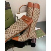 Gucci Blondie Women’s Boot Crystals Beige Ebony GG Canvas Low 5 Cm Heel (3)