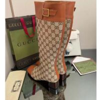 Gucci Blondie Women’s Boot Crystals Beige Ebony GG Canvas Low 5 Cm Heel (3)