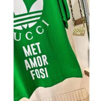 Gucci GG Men Adidas x Gucci Cotton Jersey T-Shirt Green Jersey Crewneck Oversize Fit (5)