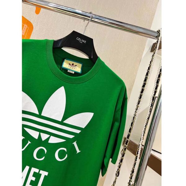 Gucci GG Men Adidas x Gucci Cotton Jersey T-Shirt Green Jersey Crewneck Oversize Fit (4)