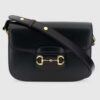 Gucci GG Women Horsebit 1955 Shoulder Bag Black Textured Leather