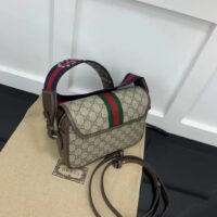 Gucci Unisex Ophidia Mini GG Shoulder Bag Beige Ebony GG Supreme Canvas (4)