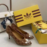 Gucci Women Adidas x Gucci GG Pump Beige Brown GG Crystal Canvas 9 Cm Heel (11)