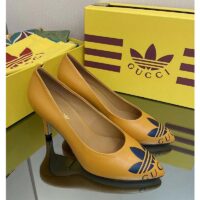 Gucci Women Adidas x Gucci Trefoil Pump Yellow Leather Blue Trefoil Print 9 Cm Heel (8)