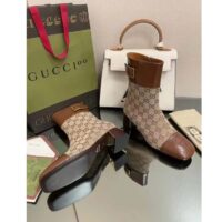 Gucci Women’s GG Canvas Ankle Boot Beige Ebony Canvas Leather Low 4 Cm Heel (3)