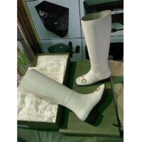 Gucci Women’s Knee-High Boot Horsebit White Rubber Sole Low 4 Cm Heel (4)