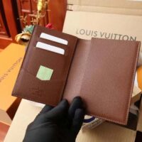 Louis Vuitton LV Unisex Passport Cover Brown Monogram Coated Canvas Cowhide Leather (6)