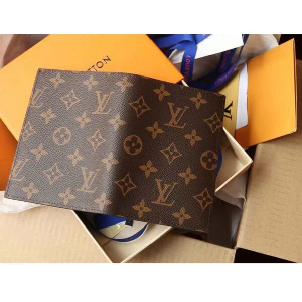 Louis Vuitton LV Unisex Passport Cover Brown Monogram Coated Canvas Cowhide Leather (5)