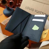 Louis Vuitton LV Unisex Pocket Organizer Blue Cowhide Leather Monogram Motif (8)