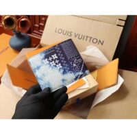 Louis Vuitton LV Unisex Slender Wallet Blue Cowhide Leather Textile Lining (1)