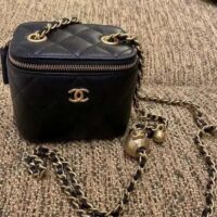 Chanel Women CC Mini Box Bag Black Calfskin Leather Gold-Tone Metal (18)