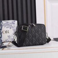 Dior Unisex CD Messenger Pouch Black CD Diamond Canvas (1)