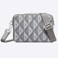 Dior Unisex CD Messenger Pouch Dior Gray CD Diamond Canvas (1)