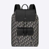 Dior Unisex CD Motion Backpack Beige Black Dior Oblique Jacquard Grained Calfskin (12)