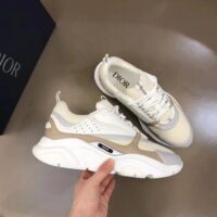 Dior Unisex Shoes CD B22 Sneaker Cream Technical Mesh Beige White Smooth Calfskin (5)