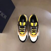 Dior Unisex Shoes CD B22 Sneaker Yellow White Technical Mesh Ebony Camel Smooth Calfskin (11)